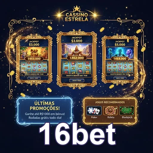Imagem do site 16bet mostrando opções de apostas esportivas e jogos de cassino na página inicial.